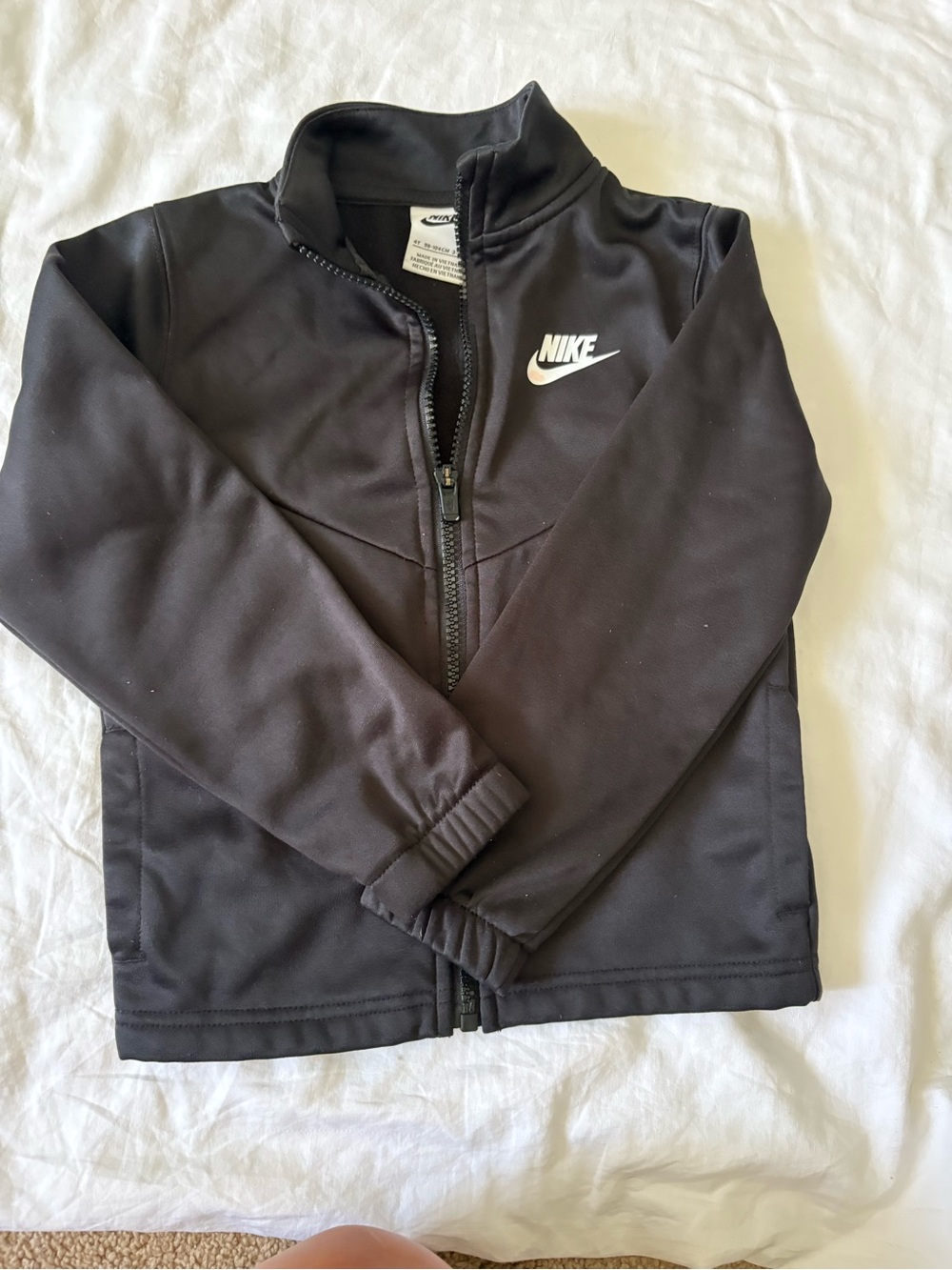 Nike Black Kids Zip-Up Jacket with White Logo